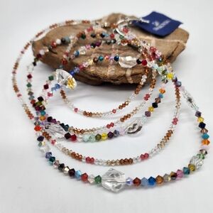 SWAROVSKI Crystals Rainbow Colorful Necklace Hypoallergenic Layered